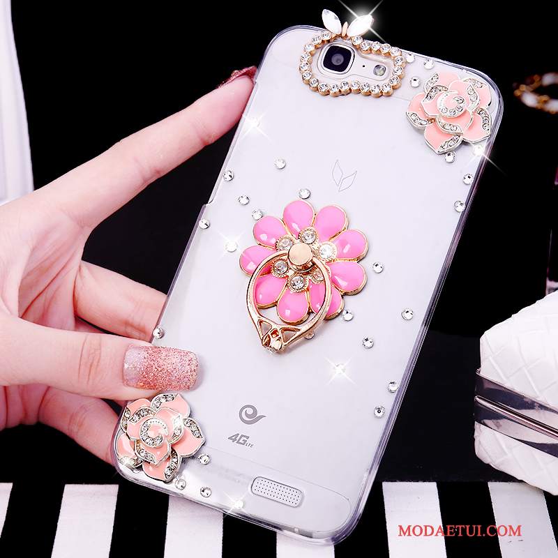 Futerał Huawei Ascend G7 Rhinestone Białyna Telefon, Etui Huawei Ascend G7 Tendencja Ring