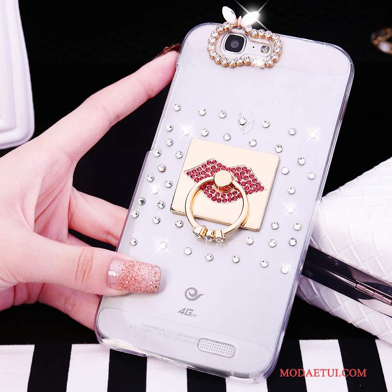 Futerał Huawei Ascend G7 Rhinestone Białyna Telefon, Etui Huawei Ascend G7 Tendencja Ring