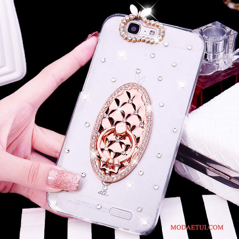 Futerał Huawei Ascend G7 Rhinestone Białyna Telefon, Etui Huawei Ascend G7 Tendencja Ring