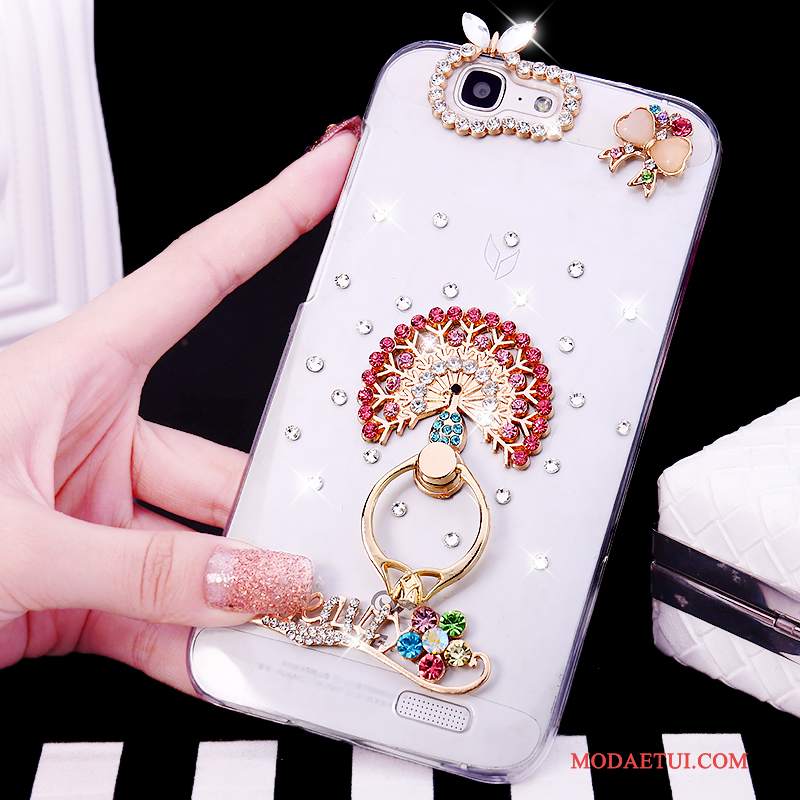 Futerał Huawei Ascend G7 Rhinestone Białyna Telefon, Etui Huawei Ascend G7 Tendencja Ring