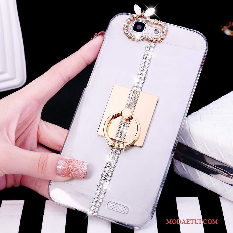 Futerał Huawei Ascend G7 Rhinestone Białyna Telefon, Etui Huawei Ascend G7 Tendencja Ring