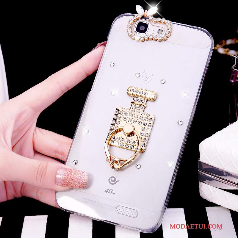 Futerał Huawei Ascend G7 Rhinestone Białyna Telefon, Etui Huawei Ascend G7 Tendencja Ring