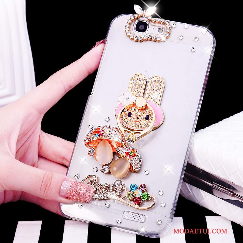 Futerał Huawei Ascend G7 Rhinestone Białyna Telefon, Etui Huawei Ascend G7 Tendencja Ring