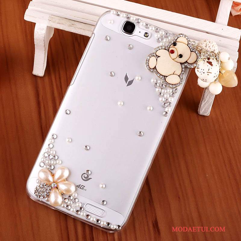 Futerał Huawei Ascend G7 Rhinestone Trudno Przezroczysty, Etui Huawei Ascend G7 Ochraniacz Na Telefon Różowe