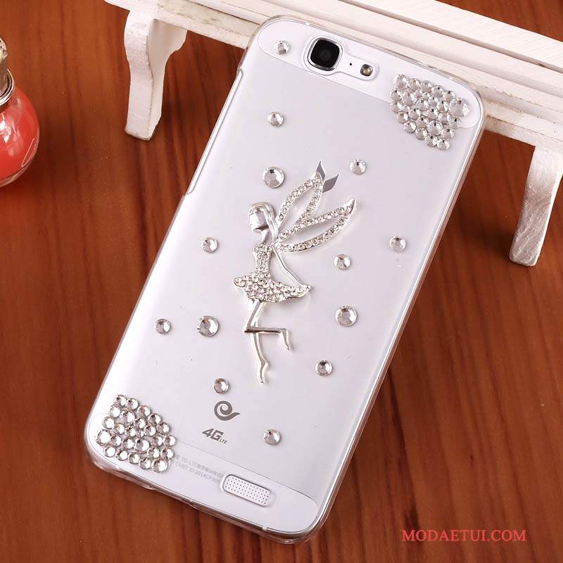 Futerał Huawei Ascend G7 Rhinestone Trudno Przezroczysty, Etui Huawei Ascend G7 Ochraniacz Na Telefon Różowe