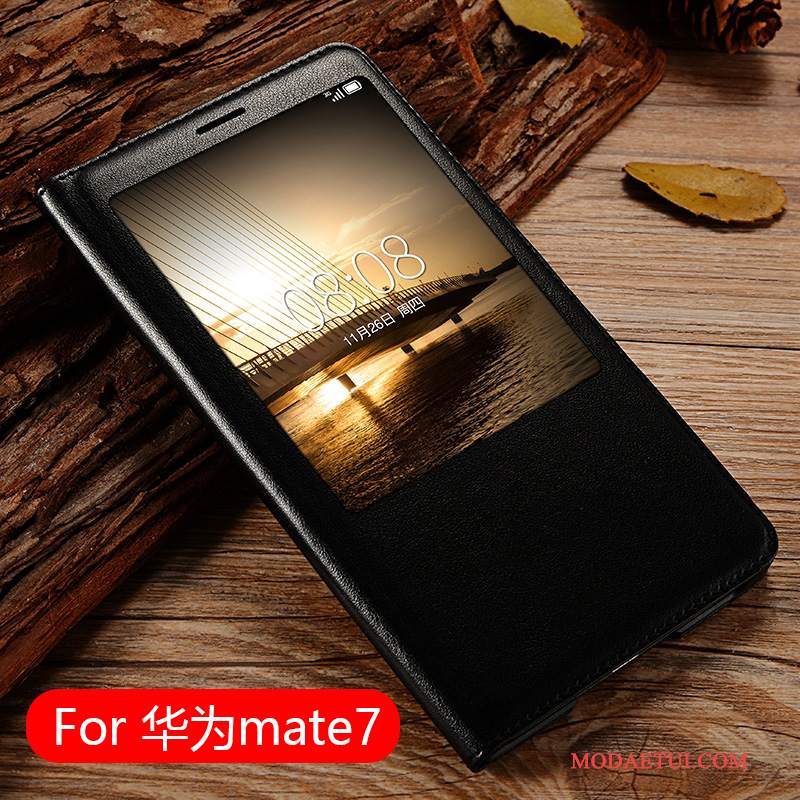 Futerał Huawei Ascend Mate 7 Ochraniacz Na Telefon Tendencja, Etui Huawei Ascend Mate 7 Skóra Złoto