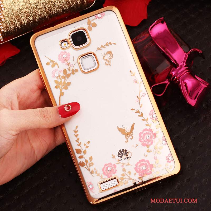 Futerał Huawei Ascend Mate 7 Rhinestone Klamra Przezroczysty, Etui Huawei Ascend Mate 7 Silikonowe Na Telefon Ring