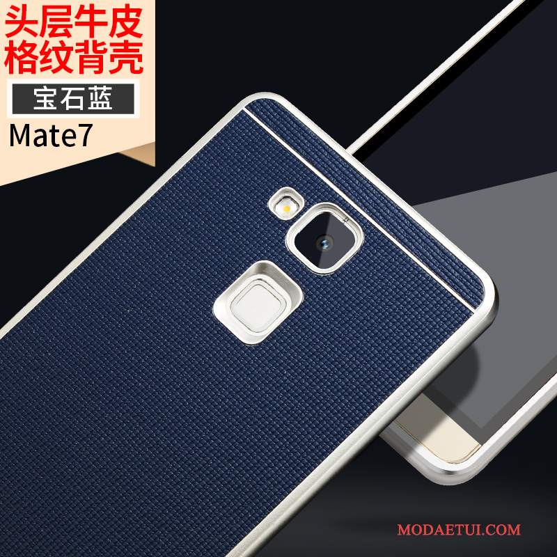 Futerał Huawei Ascend Mate 7 Skóra Anti-fall Granica, Etui Huawei Ascend Mate 7 Metal Żółtyna Telefon