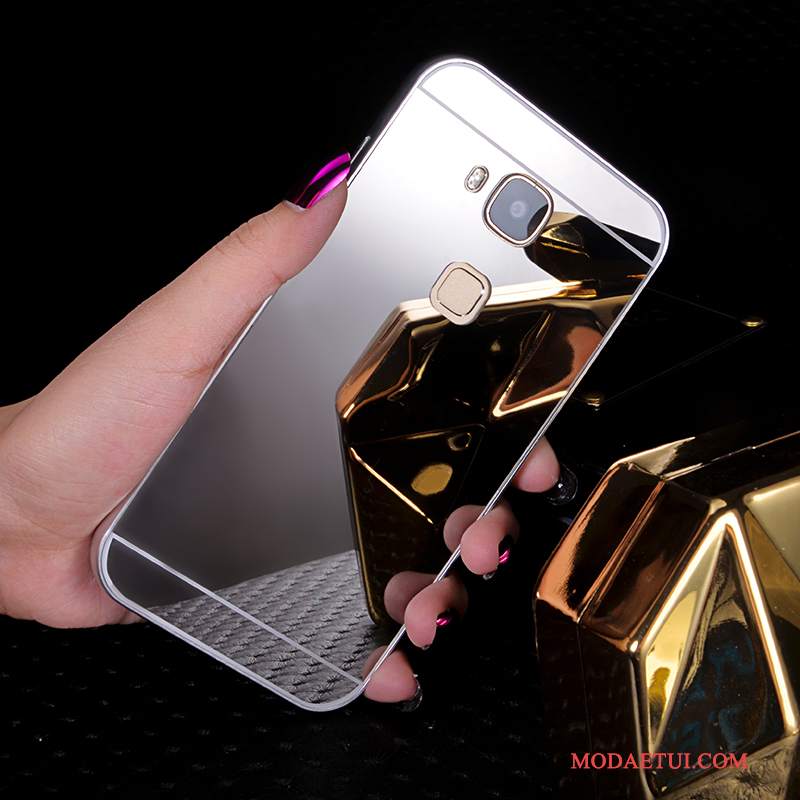 Futerał Huawei G7 Plus Metal Granica Lustro, Etui Huawei G7 Plus Różowena Telefon