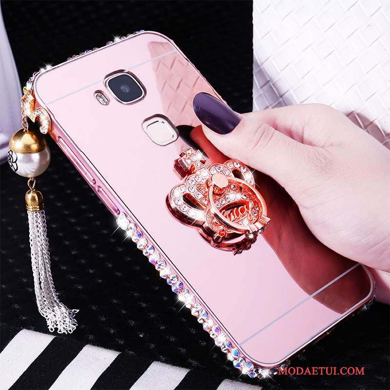 Futerał Huawei G7 Plus Metal Granica Srebro, Etui Huawei G7 Plus Rhinestone Trudnona Telefon