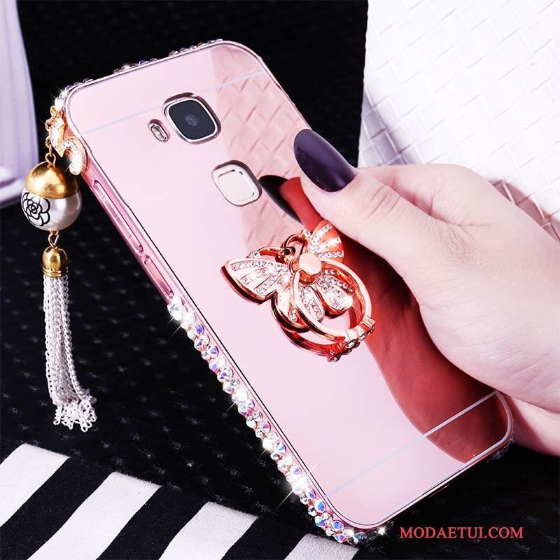 Futerał Huawei G7 Plus Metal Granica Srebro, Etui Huawei G7 Plus Rhinestone Trudnona Telefon