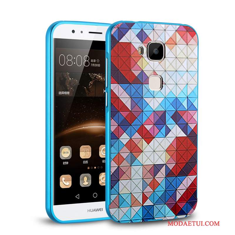 Futerał Huawei G7 Plus Metal Tylna Pokrywana Telefon, Etui Huawei G7 Plus Ochraniacz Niebieski Trudno