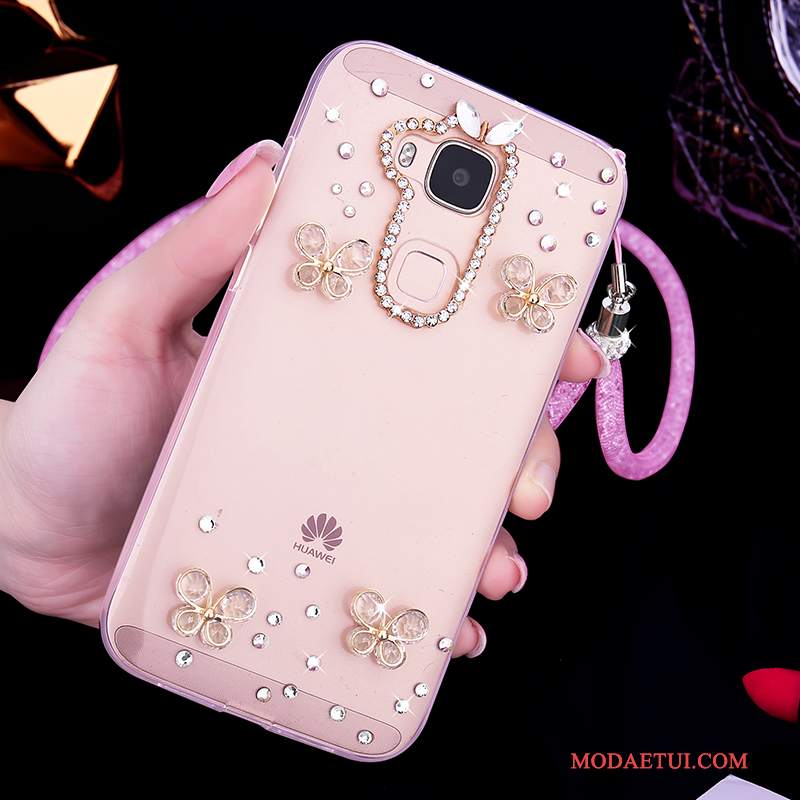 Futerał Huawei G7 Plus Silikonowe Różowena Telefon, Etui Huawei G7 Plus Rhinestone Przezroczysty Anti-fall