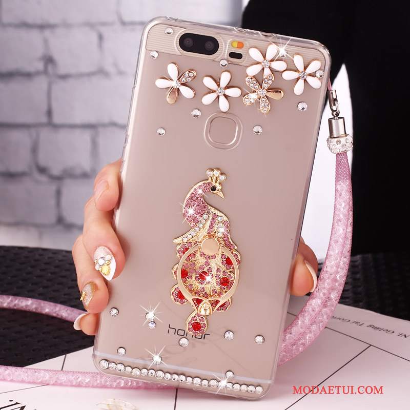 Futerał Huawei G9 Lite Rhinestone Ring Młodzież, Etui Huawei G9 Lite Ochraniacz Różowe Klamra