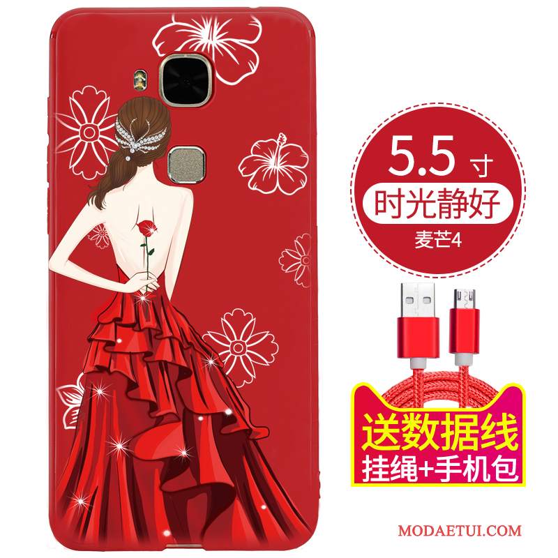 Futerał Huawei G9 Plus Miękki Czarny Czerwony, Etui Huawei G9 Plus Torby Anti-fallna Telefon