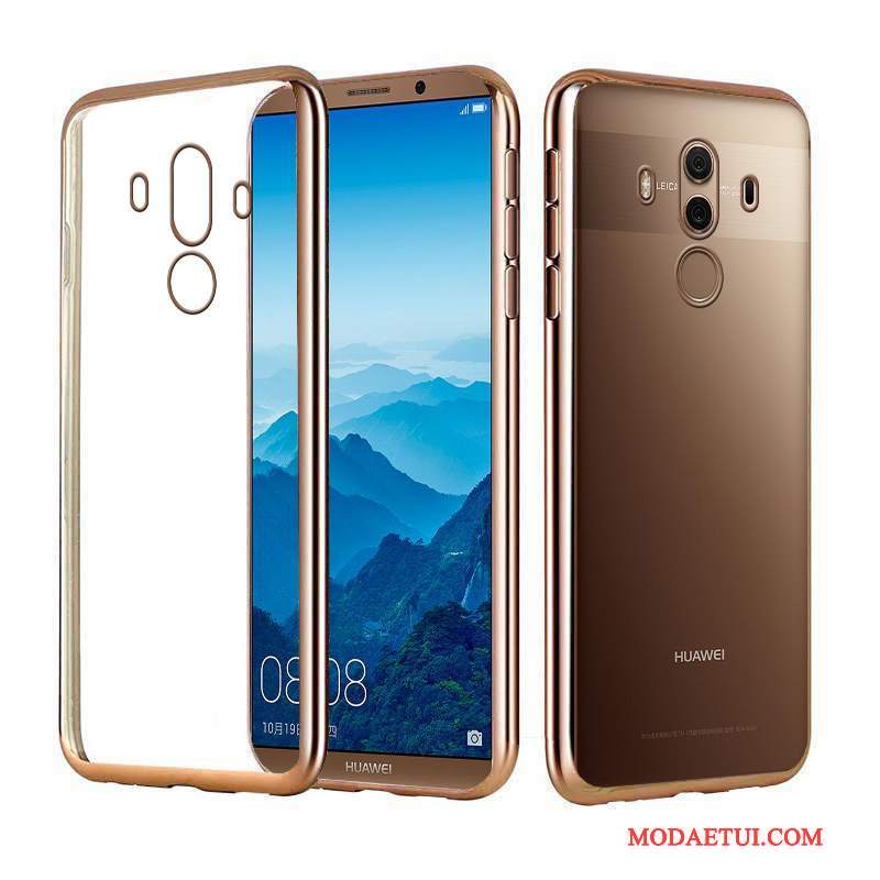 Futerał Huawei Mate 10 Pro Luksusowy Przezroczystyna Telefon, Etui Huawei Mate 10 Pro Silikonowe Złoto Eleganckie