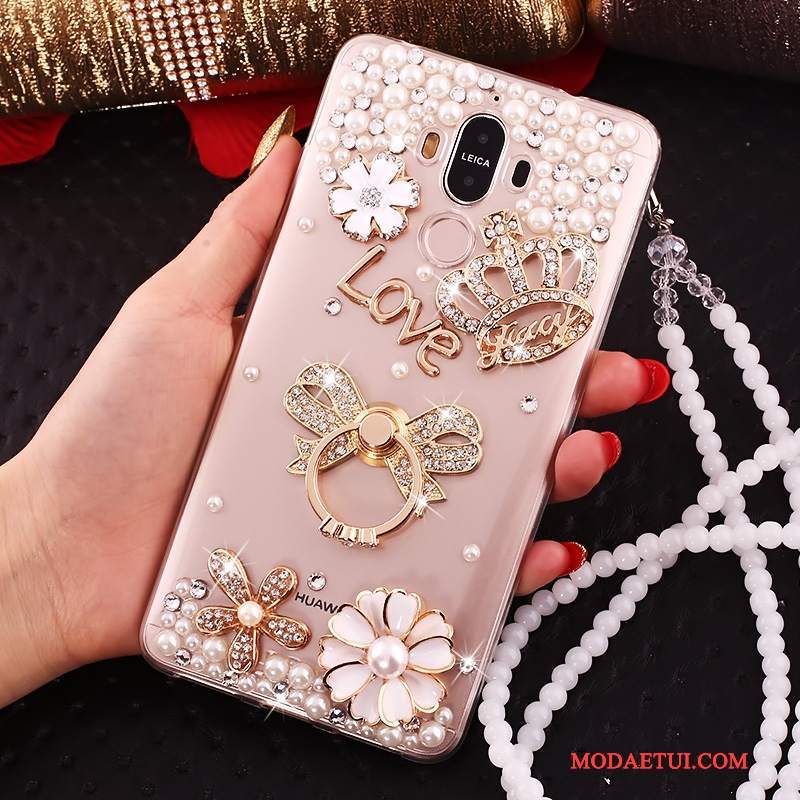 Futerał Huawei Mate 10 Pro Rhinestone Czerwony Przezroczysty, Etui Huawei Mate 10 Pro Na Telefon