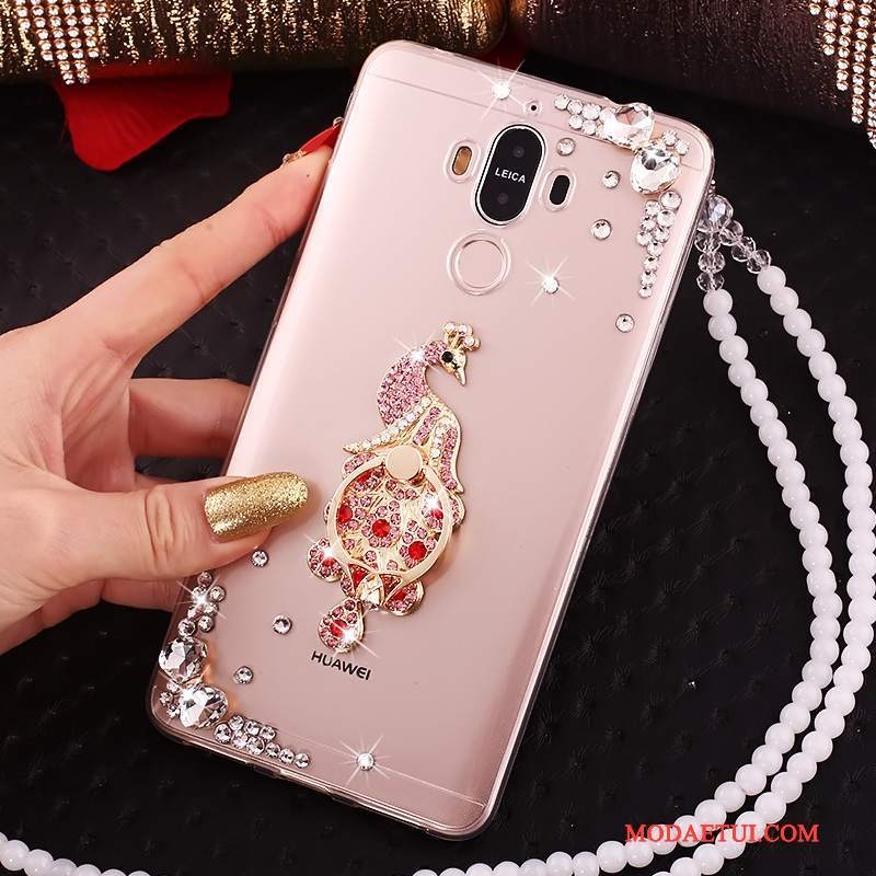 Futerał Huawei Mate 10 Pro Rhinestone Czerwony Przezroczysty, Etui Huawei Mate 10 Pro Na Telefon