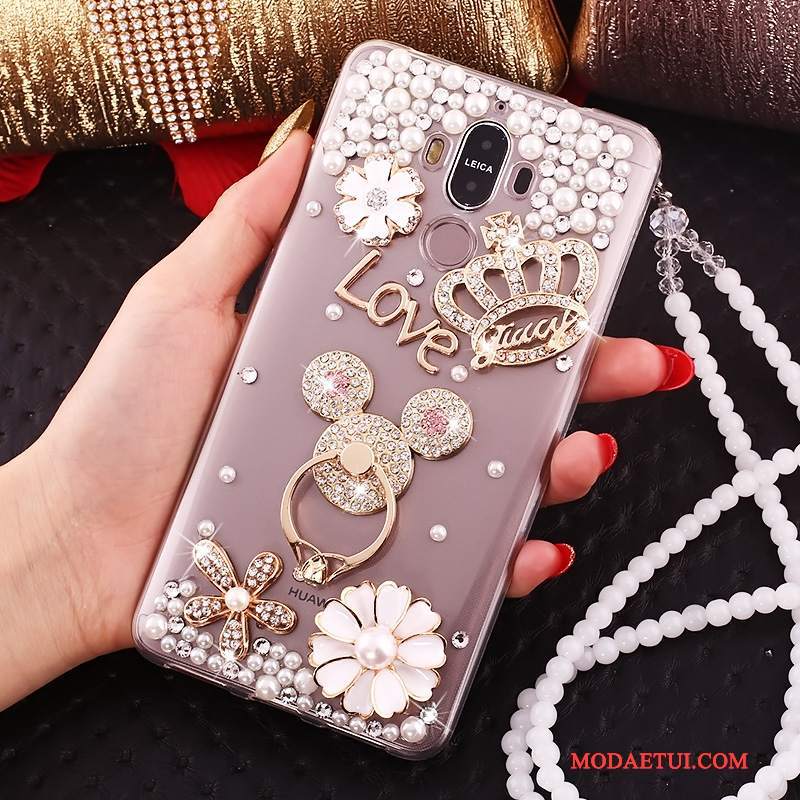 Futerał Huawei Mate 10 Pro Rhinestone Czerwony Przezroczysty, Etui Huawei Mate 10 Pro Na Telefon