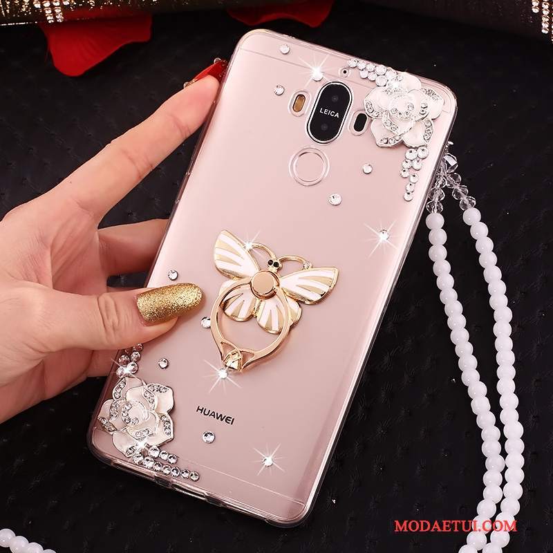 Futerał Huawei Mate 10 Pro Rhinestone Czerwony Przezroczysty, Etui Huawei Mate 10 Pro Na Telefon