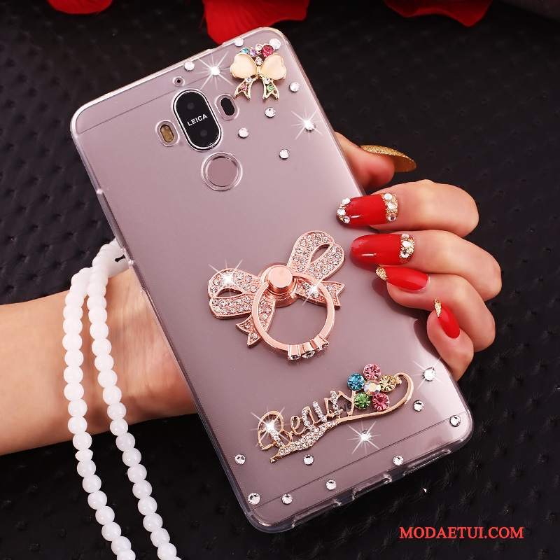 Futerał Huawei Mate 10 Pro Rhinestone Czerwony Przezroczysty, Etui Huawei Mate 10 Pro Na Telefon