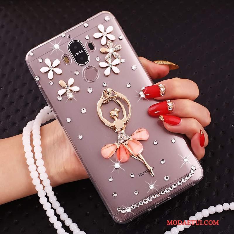 Futerał Huawei Mate 10 Pro Rhinestone Czerwony Przezroczysty, Etui Huawei Mate 10 Pro Na Telefon