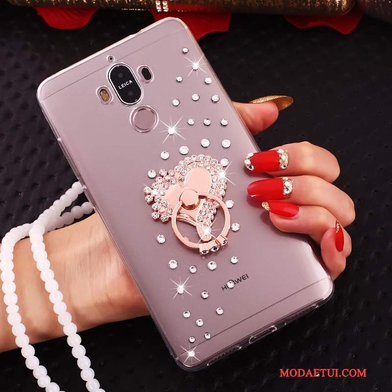 Futerał Huawei Mate 10 Pro Rhinestone Czerwony Przezroczysty, Etui Huawei Mate 10 Pro Na Telefon