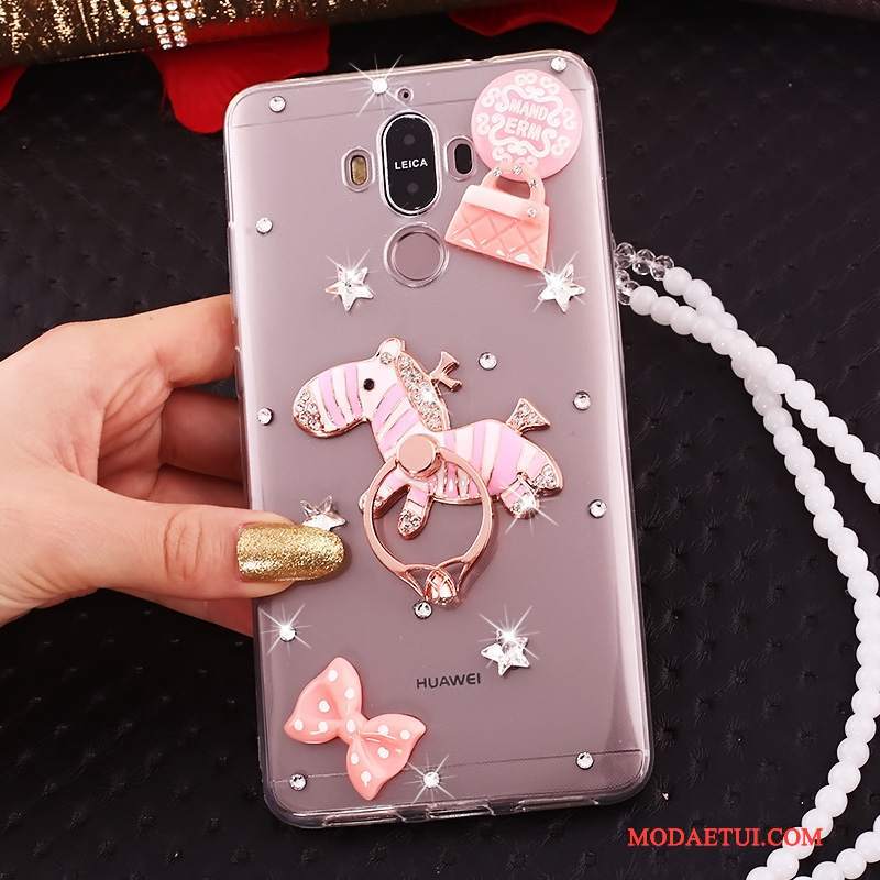 Futerał Huawei Mate 10 Pro Rhinestone Czerwony Przezroczysty, Etui Huawei Mate 10 Pro Na Telefon