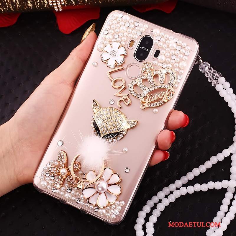 Futerał Huawei Mate 10 Pro Rhinestone Czerwony Przezroczysty, Etui Huawei Mate 10 Pro Na Telefon