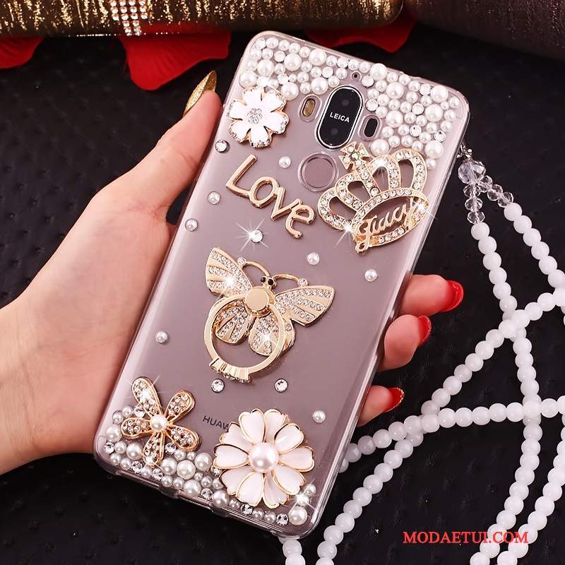 Futerał Huawei Mate 10 Pro Rhinestone Czerwony Przezroczysty, Etui Huawei Mate 10 Pro Na Telefon