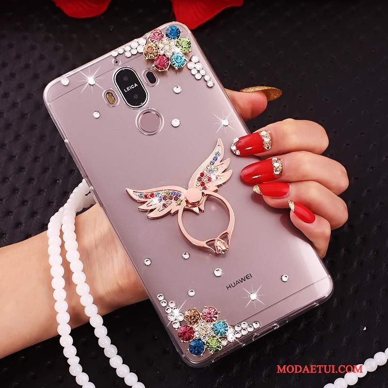 Futerał Huawei Mate 10 Pro Rhinestone Czerwony Przezroczysty, Etui Huawei Mate 10 Pro Na Telefon