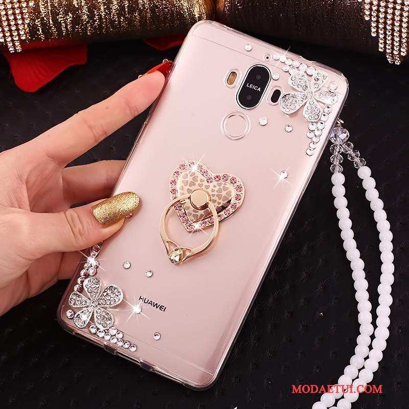 Futerał Huawei Mate 10 Pro Rhinestone Czerwony Przezroczysty, Etui Huawei Mate 10 Pro Na Telefon