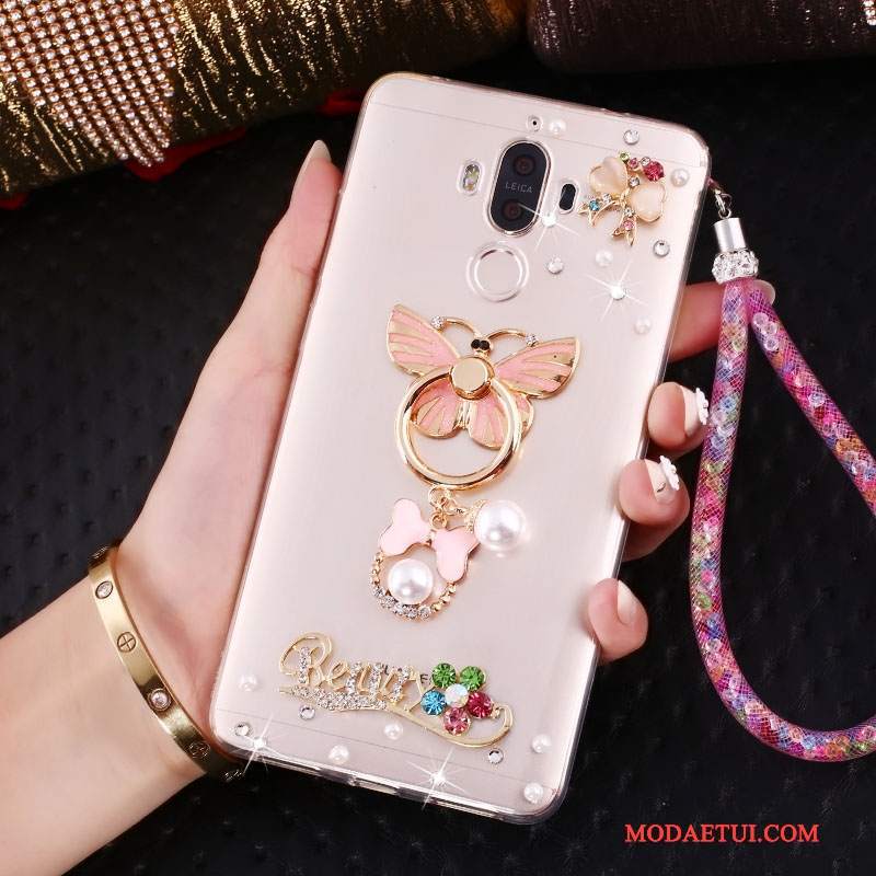 Futerał Huawei Mate 10 Pro Rhinestone Wiszące Ozdoby Różowe, Etui Huawei Mate 10 Pro Wspornik Ringna Telefon