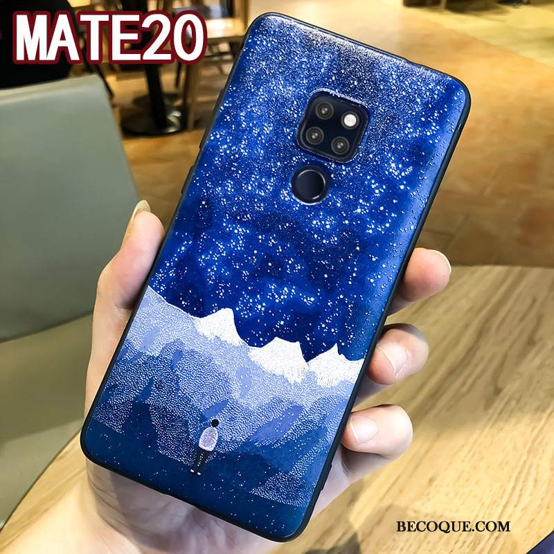 Futerał Huawei Mate 20 Relief Modna Marka Niebieski, Etui Huawei Mate 20 Torby Wiszące Ozdoby Anti-fall