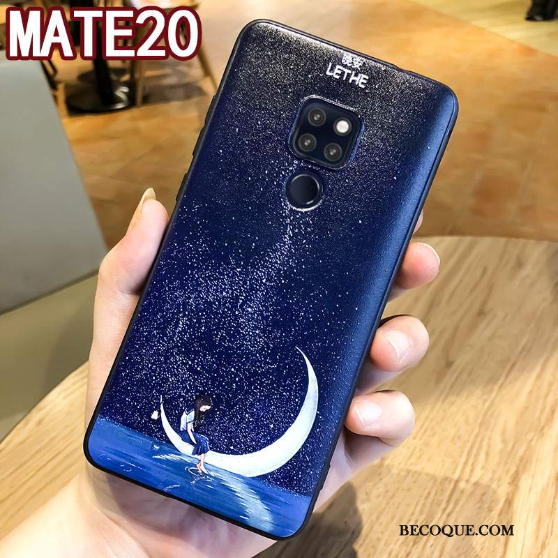 Futerał Huawei Mate 20 Relief Modna Marka Niebieski, Etui Huawei Mate 20 Torby Wiszące Ozdoby Anti-fall