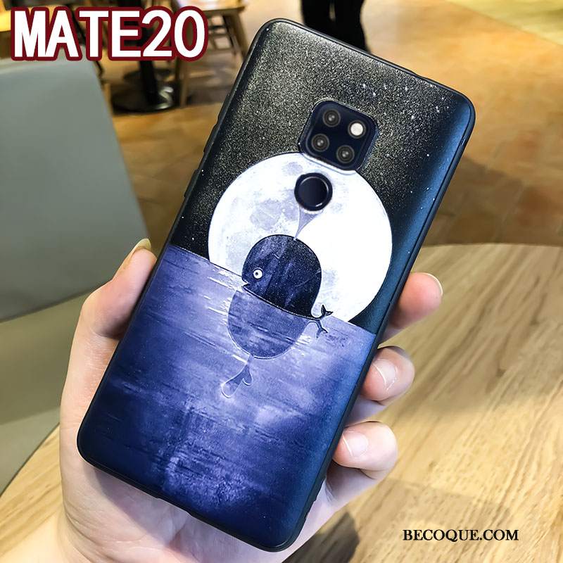 Futerał Huawei Mate 20 Relief Modna Marka Niebieski, Etui Huawei Mate 20 Torby Wiszące Ozdoby Anti-fall