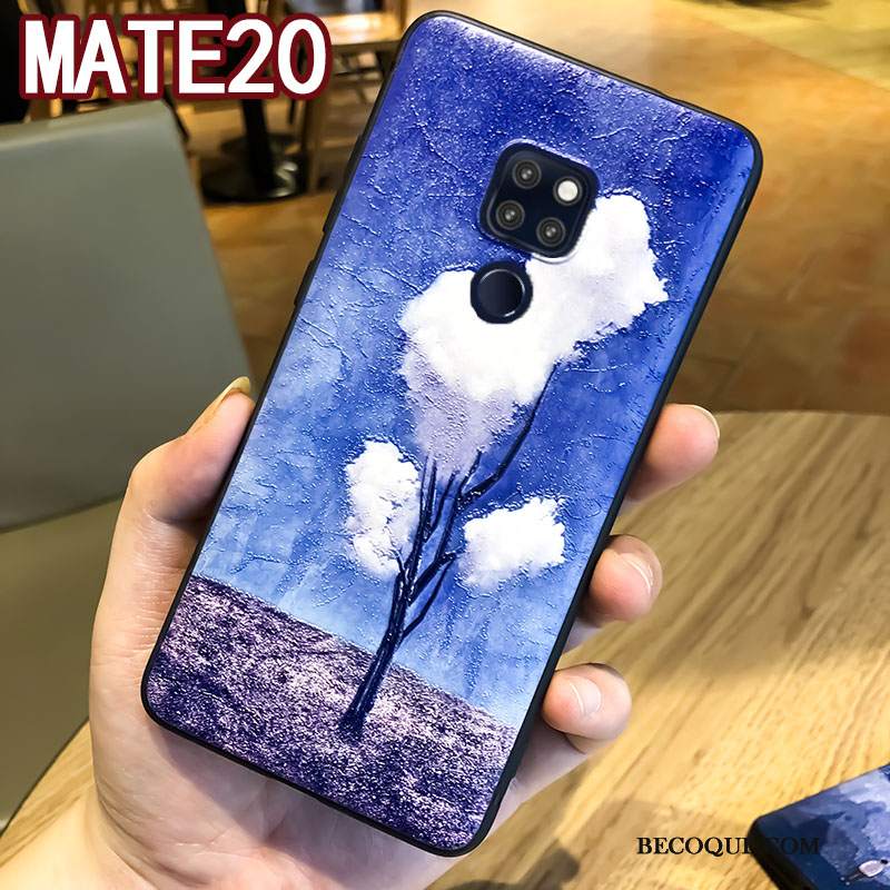 Futerał Huawei Mate 20 Relief Modna Marka Niebieski, Etui Huawei Mate 20 Torby Wiszące Ozdoby Anti-fall