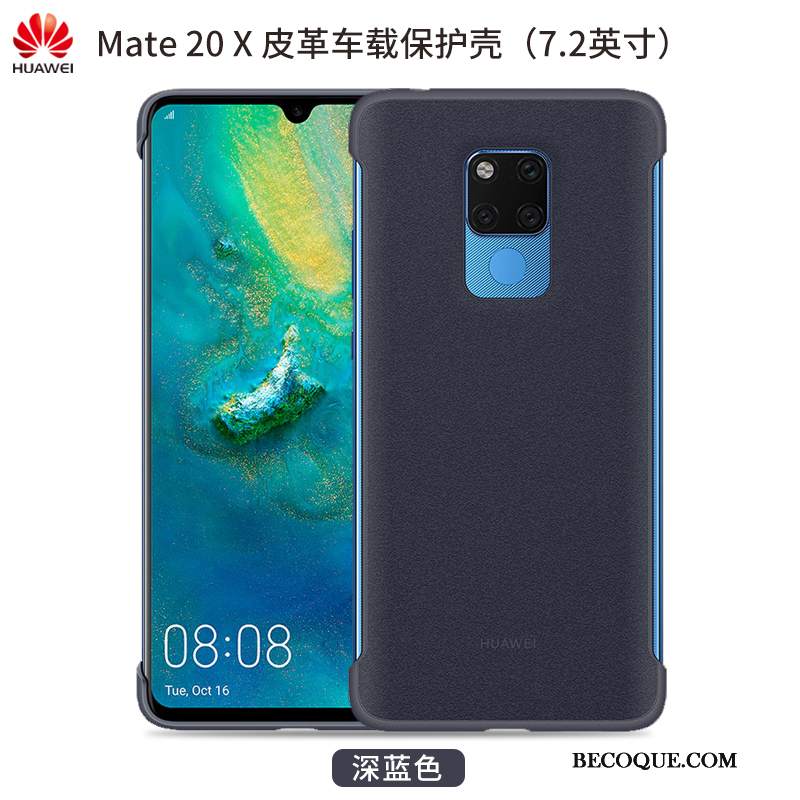 Futerał Huawei Mate 20 X Skóra Magnetyzm Na Pokładzie, Etui Huawei Mate 20 X Ochraniacz Niebieski