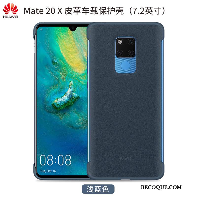 Futerał Huawei Mate 20 X Skóra Magnetyzm Na Pokładzie, Etui Huawei Mate 20 X Ochraniacz Niebieski