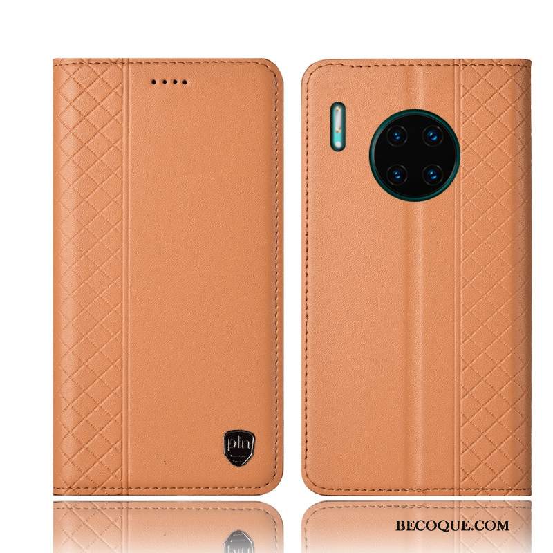 Futerał Huawei Mate 30 Skóra Czarnyna Telefon, Etui Huawei Mate 30 Ochraniacz W Kratę