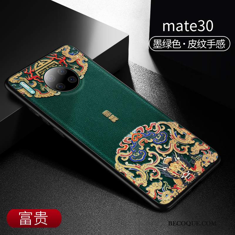 Futerał Huawei Mate 30 Skóra Na Telefon Zielony, Etui Huawei Mate 30 Ochraniacz Anti-fall Wiatr