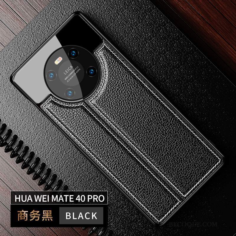 Futerał Huawei Mate 40 Pro Kreatywne Czarny Lustro, Etui Huawei Mate 40 Pro Skóra Nowy Wysoki Koniec