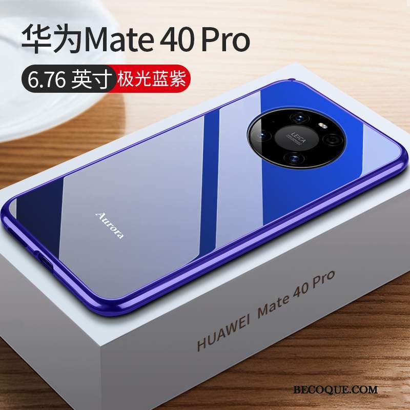 Futerał Huawei Mate 40 Pro Metal Granica Czerwony, Etui Huawei Mate 40 Pro Ochraniacz Nowy Cienkie