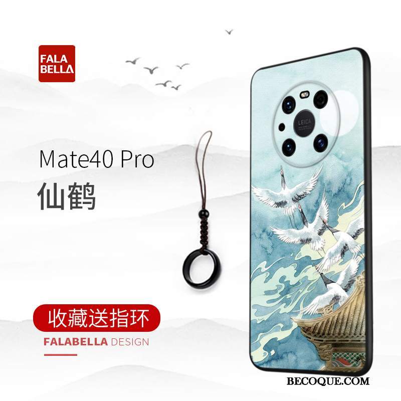 Futerał Huawei Mate 40 Pro Silikonowe Chiński Styl Anti-fall, Etui Huawei Mate 40 Pro Miękki Cienkie Osobowość