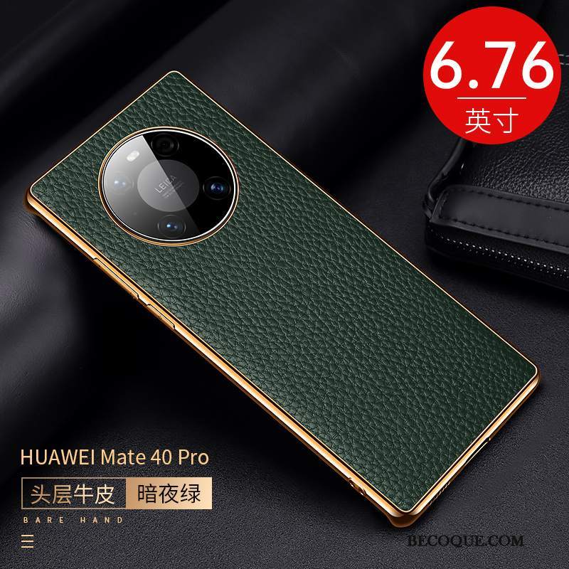 Futerał Huawei Mate 40 Pro Skóra Litchi Bydło, Etui Huawei Mate 40 Pro Ochraniacz Niebieski Wzór