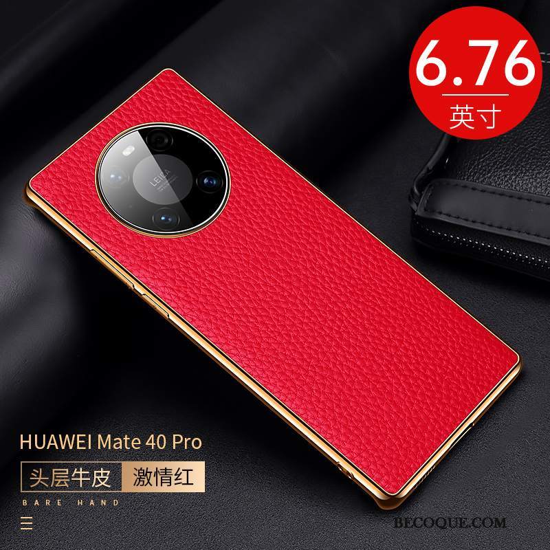 Futerał Huawei Mate 40 Pro Skóra Litchi Bydło, Etui Huawei Mate 40 Pro Ochraniacz Niebieski Wzór