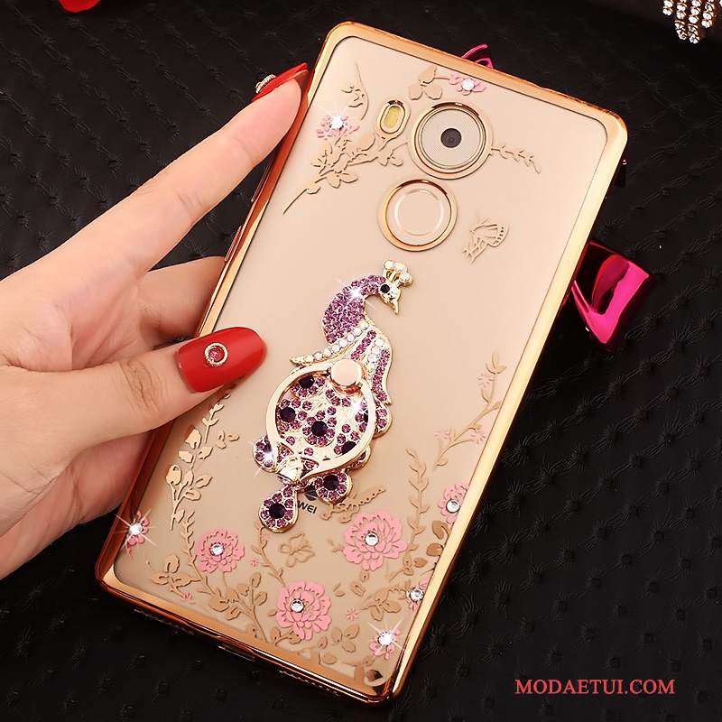 Futerał Huawei Mate 8 Rhinestone Różowena Telefon, Etui Huawei Mate 8 Kryształkami Złoto