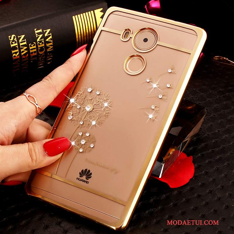 Futerał Huawei Mate 8 Rhinestone Złoto Trudno, Etui Huawei Mate 8 Ochraniacz Na Telefon Przezroczysty