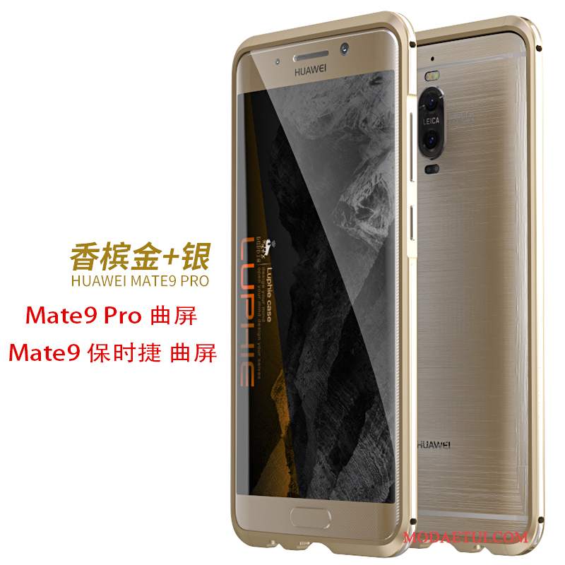 Futerał Huawei Mate 9 Pro Metal Granica Złoto, Etui Huawei Mate 9 Pro Ochraniacz Na Telefon