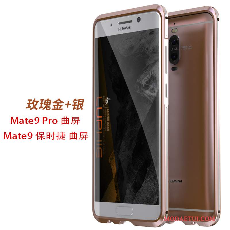 Futerał Huawei Mate 9 Pro Metal Granica Złoto, Etui Huawei Mate 9 Pro Ochraniacz Na Telefon